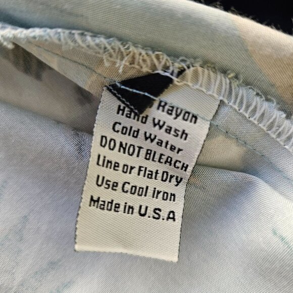 80s/90s Aloha Moi Hawaiian Dress A-Line Short sleeve Aqua Gardenia Print Women S - Picture 7 of 7